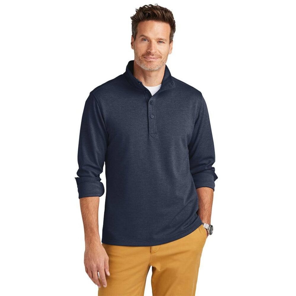 NWT Brooks Brothers Men's Mid-Layer Stretch 1/2-Button Navy Sz M Mersedes logo